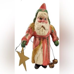 House of Hatten ‘88 Folk Art Enchanted Forest Santa Christmas Ornament HdPainted